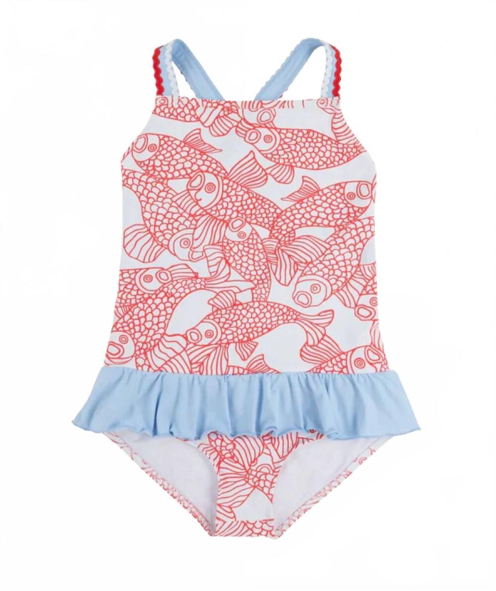 NEW THE BEAUFORT BONNET COMPANY kids' taylor bay bathing suit in red